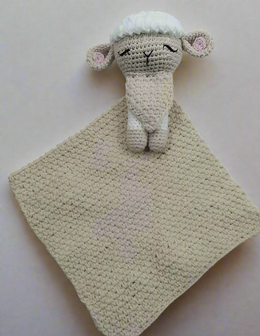 Crochet Sheep Rabbite Toy Set Comfort Towel Baby Rattle Biting Ring Handmade Baby Teething Ring Stuffed Plush Toys Gifts