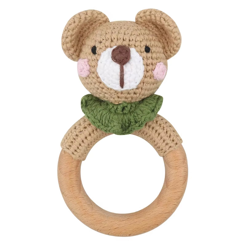 Crochet Sheep Rabbite Toy Set Comfort Towel Baby Rattle Biting Ring Handmade Baby Teething Ring Stuffed Plush Toys Gifts