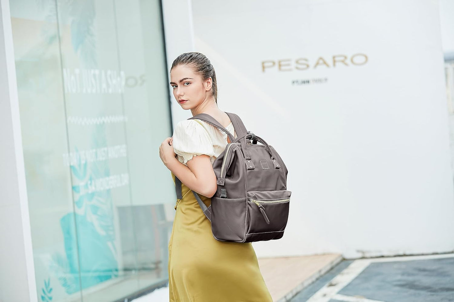 Leather Backpack Diaper Bag Laptop Travel Doctor Teacher Bag for Women Man (Grey II)