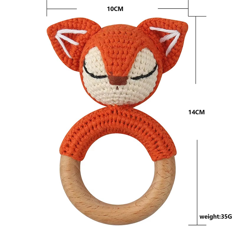 Crochet Sheep Rabbite Toy Set Comfort Towel Baby Rattle Biting Ring Handmade Baby Teething Ring Stuffed Plush Toys Gifts