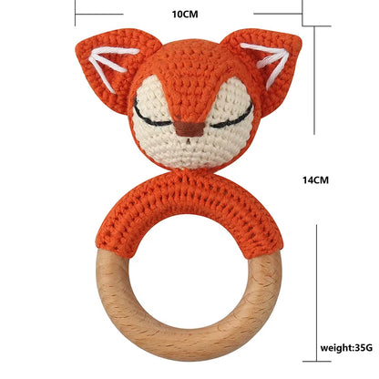 Crochet Sheep Rabbite Toy Set Comfort Towel Baby Rattle Biting Ring Handmade Baby Teething Ring Stuffed Plush Toys Gifts