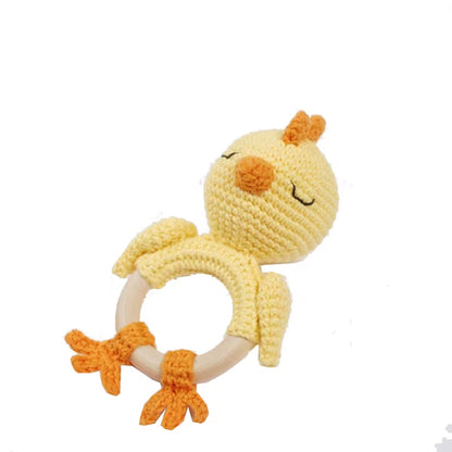 Crochet Sheep Rabbite Toy Set Comfort Towel Baby Rattle Biting Ring Handmade Baby Teething Ring Stuffed Plush Toys Gifts