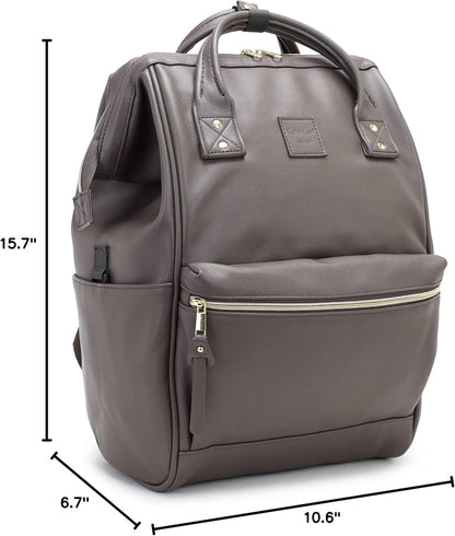 Leather Backpack Diaper Bag Laptop Travel Doctor Teacher Bag for Women Man (Grey II)