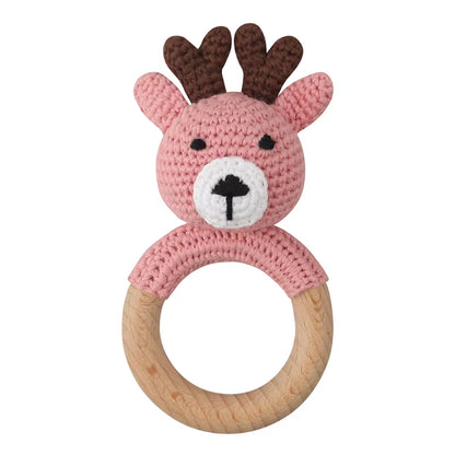 Crochet Sheep Rabbite Toy Set Comfort Towel Baby Rattle Biting Ring Handmade Baby Teething Ring Stuffed Plush Toys Gifts
